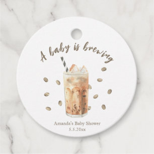 Étiquettes Cadeau Baby shower de brassage de café glacé d'aquarelle