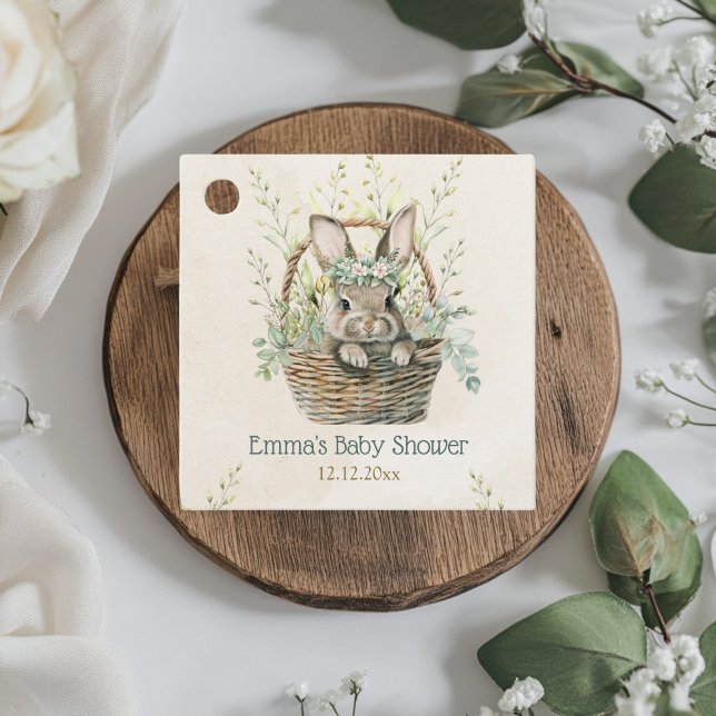 Étiquettes Cadeau Baby shower de Bunny Eucalyptus vert (Créateur téléchargé)