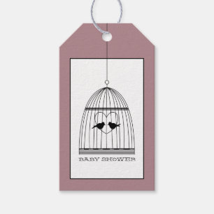 Étiquettes-cadeau Baby shower de cage cardiaque vintage