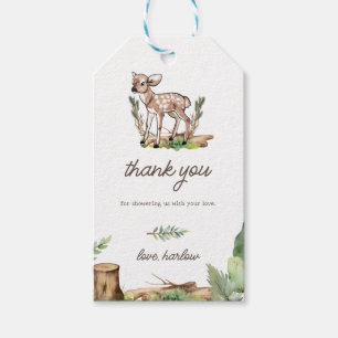 Étiquettes-cadeau Baby shower de cerfs de boeufs Oh Deer Woodland