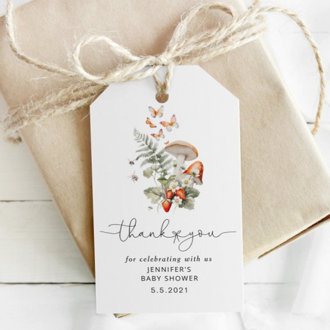 Étiquettes-cadeau Baby shower de champignons sauvages de automne mer (Créateur téléchargé)