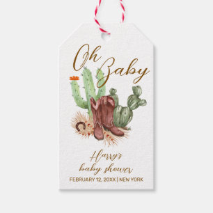 Étiquettes-cadeau Baby shower de chaussures Boho Cactus Cowboy moder
