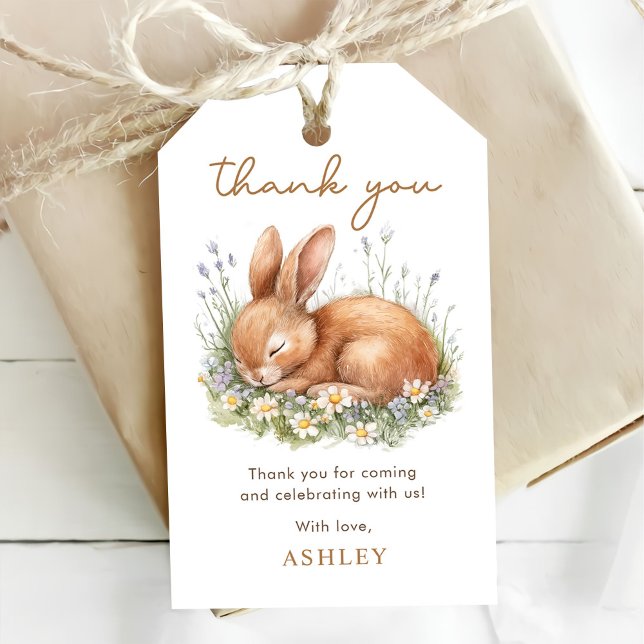 Étiquettes-cadeau Baby shower de choux lapin et d'aquarelle (Créateur téléchargé)