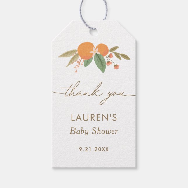 Étiquettes-cadeau Baby shower de Citrus Little Cutie (Devant)