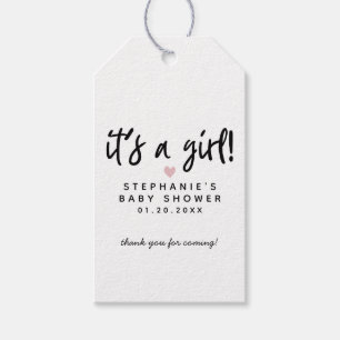 Étiquettes-cadeau Baby shower de coeur rose moderne Favoriser les ét