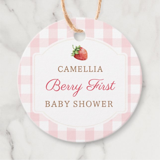 Étiquettes Cadeau Baby shower de confiture de fraise Berry Sweet (Devant)