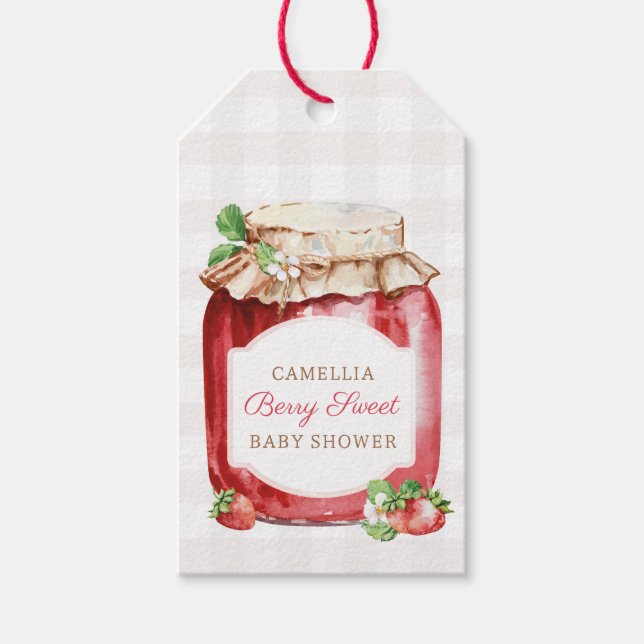 Étiquettes-cadeau Baby shower de confiture de fraise Berry Sweet (Devant)