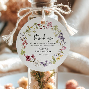 Étiquettes Cadeau Baby shower de couronne Fleur sauvage doux