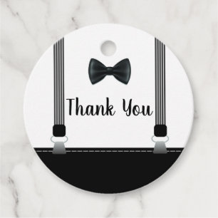 Étiquettes Cadeau Baby shower de Cravate de petit garçon noir gris