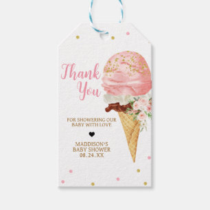 Étiquettes-cadeau Baby shower de crème glacée rose Favoriser les éti