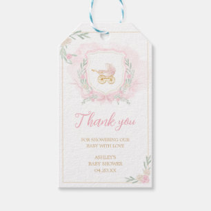 Étiquettes-cadeau Baby shower de crête rose Aquarelle Favoriser les
