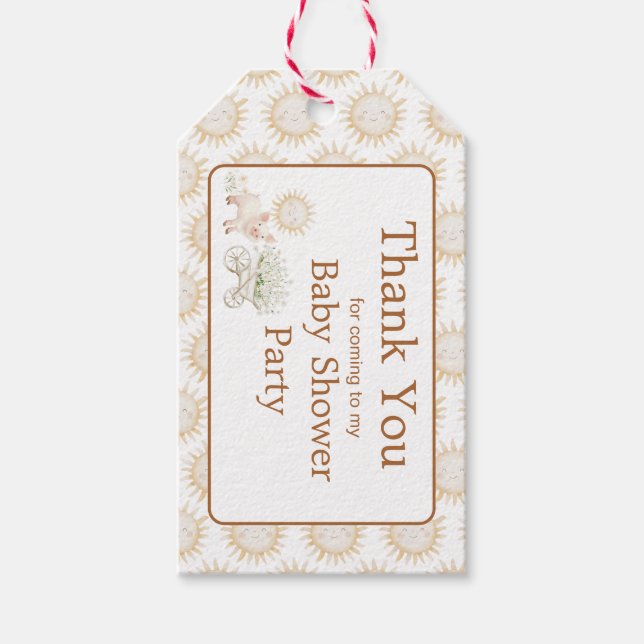 Étiquettes-cadeau Baby shower de ferme mignonne (Devant)