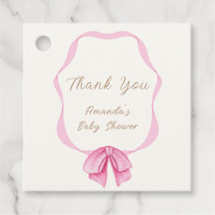 Étiquettes Cadeau Baby shower de fille à cadre de cordes Vintage ros