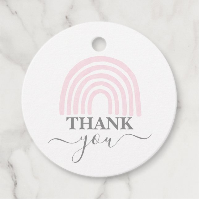 Étiquettes Cadeau Baby shower de fille arc-en-ciel rose Favoriser Ta (Devant)