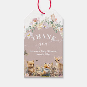 Étiquettes-cadeau Baby shower de fille fleur sauvage des animaux des