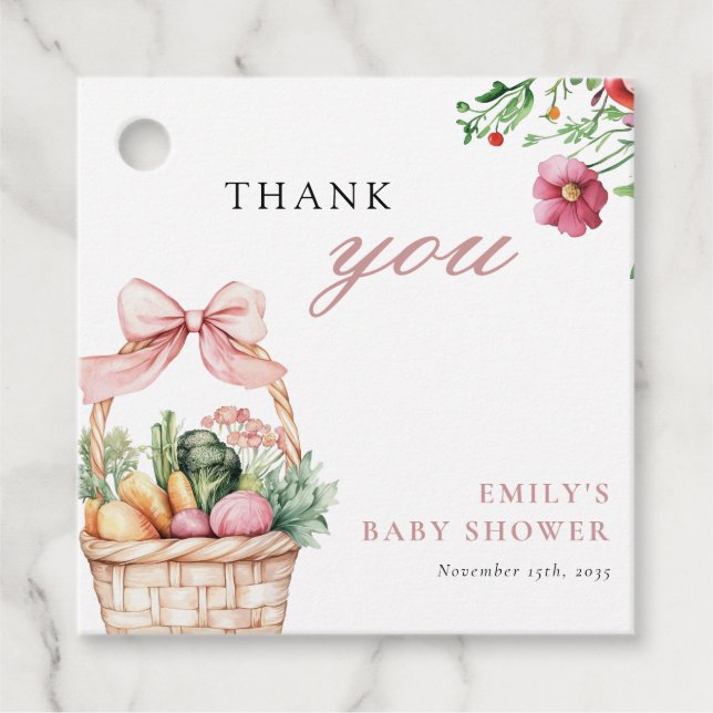 Étiquettes Cadeau Baby shower de filles du marché des fermiers culti (Devant)