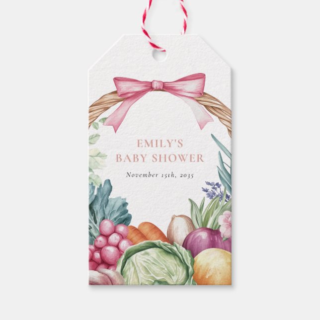 Étiquettes-cadeau Baby shower de filles du marché des fermiers culti (Devant)