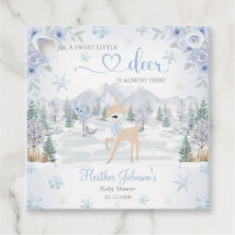 Baby shower de Flocon de neige Bleu Cerf d'hiver