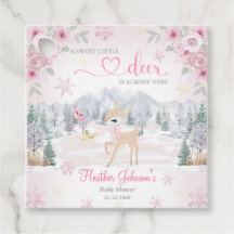 Baby shower de flocon rose cerf d'hiver