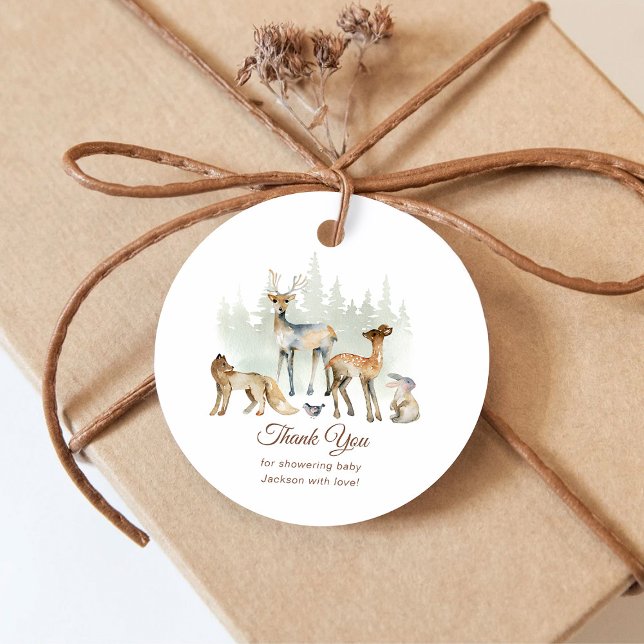Étiquettes Cadeau Baby shower de forêt d'animaux (Créateur téléchargé)