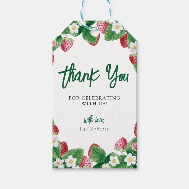 Étiquettes-cadeau Baby shower de fraises Berry Sweet (Devant)