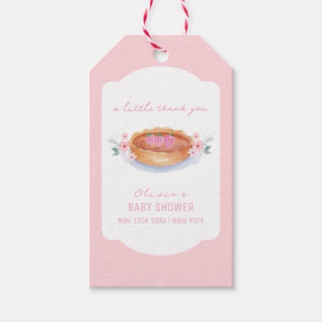 Étiquettes-cadeau Baby shower de framboise à la croûte à la crème do (Devant)
