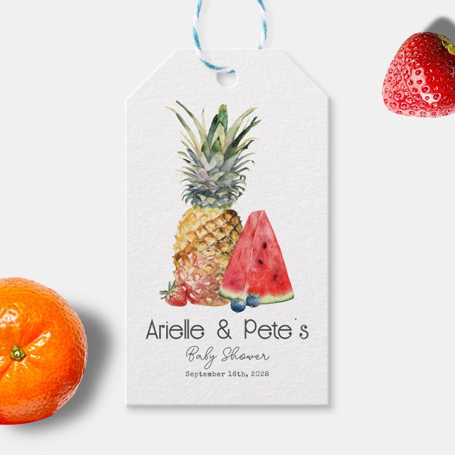 Étiquettes-cadeau Baby shower de fruits d'ananas doux au Berry (Créateur téléchargé)