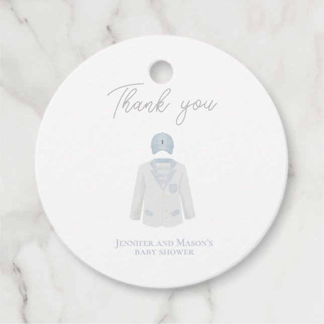 Étiquettes Cadeau Baby shower de golf bleu (Devant)