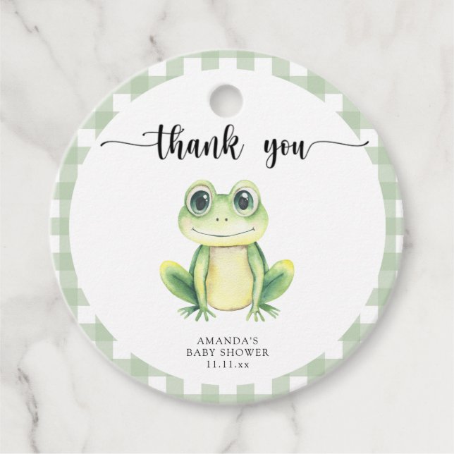 Étiquettes Cadeau Baby shower de grenouille en caricature mignon mer (Devant)