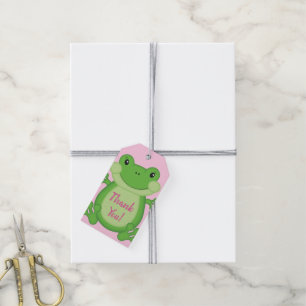 Étiquettes-cadeau Baby shower de grenouille rose
