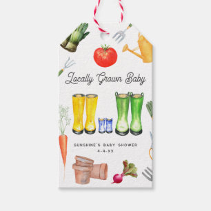 Étiquettes-cadeau Baby shower de jardin Blue Boots cultivé localemen