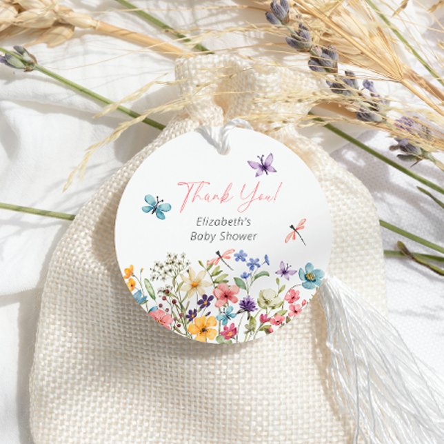Étiquettes Cadeau Baby shower de jardin papillon fleur sauvage (Créateur téléchargé)