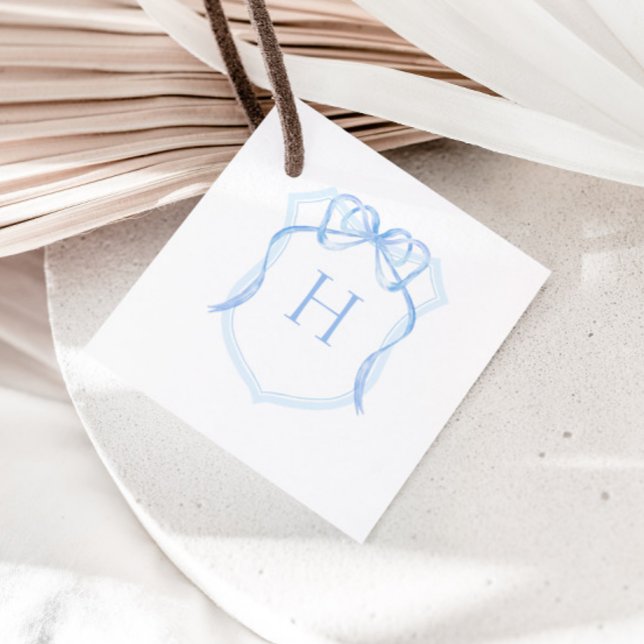 Étiquettes Cadeau Baby shower de la crête de monogramme de la caisso (Créateur téléchargé)