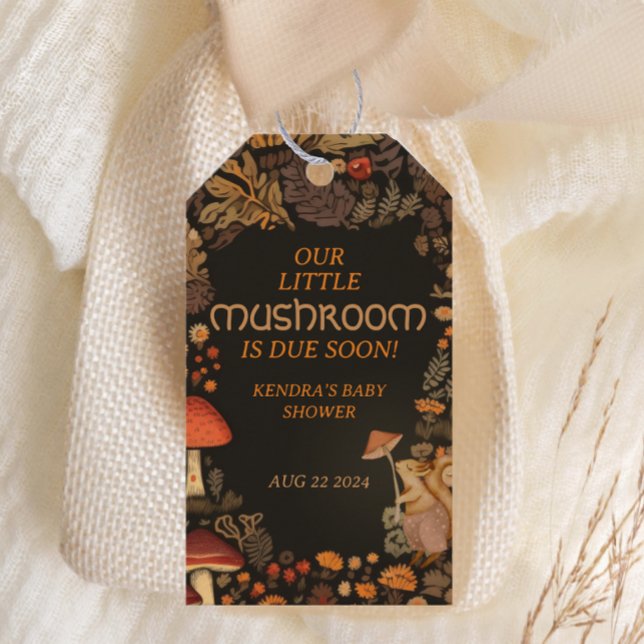 Étiquettes-cadeau Baby shower de la forêt animale du champignon (Créateur téléchargé)