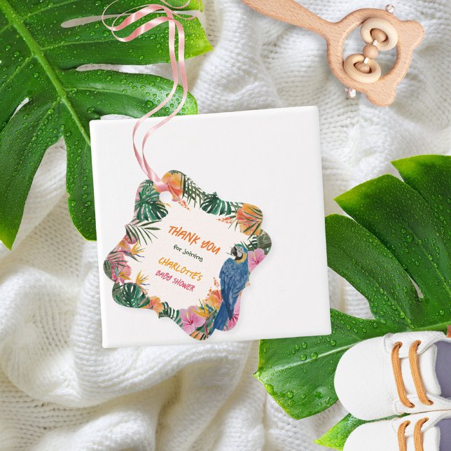 Étiquettes Cadeau Baby shower de la jungle tropicale florale (Tropical Floral Watercolor Jungle Baby Shower Favor Tags ©Susanne Sachers - Sunny Mind 🌞)
