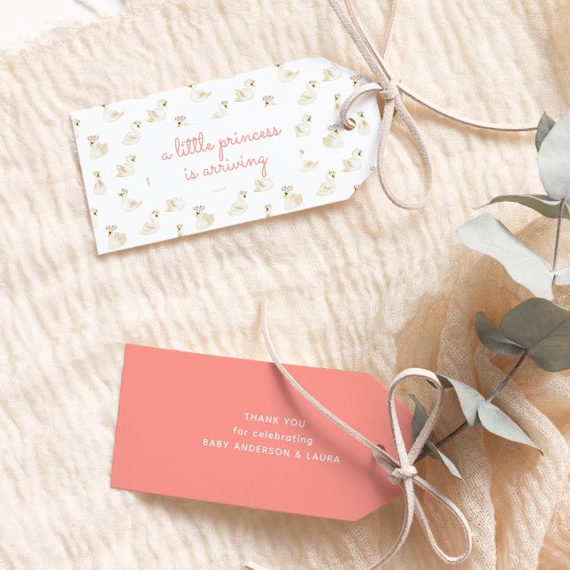 Étiquettes-cadeau Baby shower de la petite princesse Swan Merci (Créateur téléchargé)