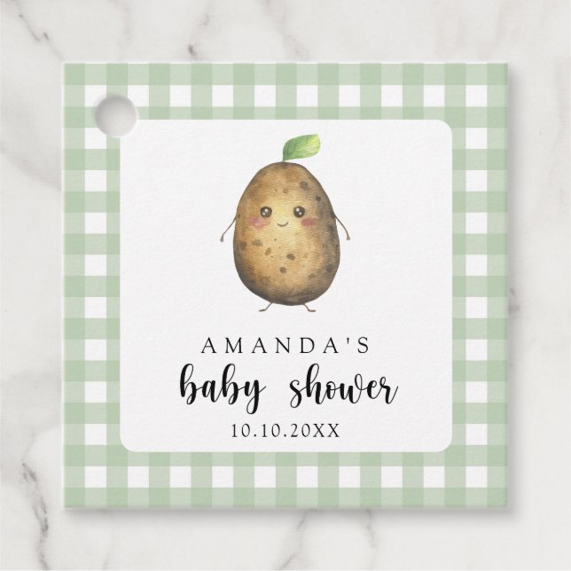 Étiquettes Cadeau Baby shower de la pomme de terre (Devant)