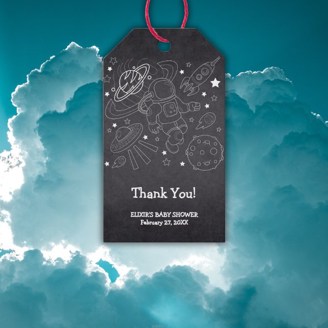 Étiquettes-cadeau Baby shower de l'explorateur petit espace du table (Créateur téléchargé)