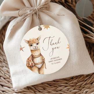Étiquettes Cadeau Baby shower de Llama Merci