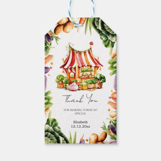 Étiquettes-cadeau Baby shower de marché de fermiers sur mesure (Devant)