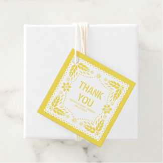 Étiquettes Cadeau Baby shower de Merci à papillon jaune