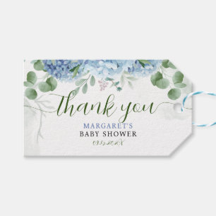 Étiquettes-cadeau Baby shower de Merci bleu hydrangea