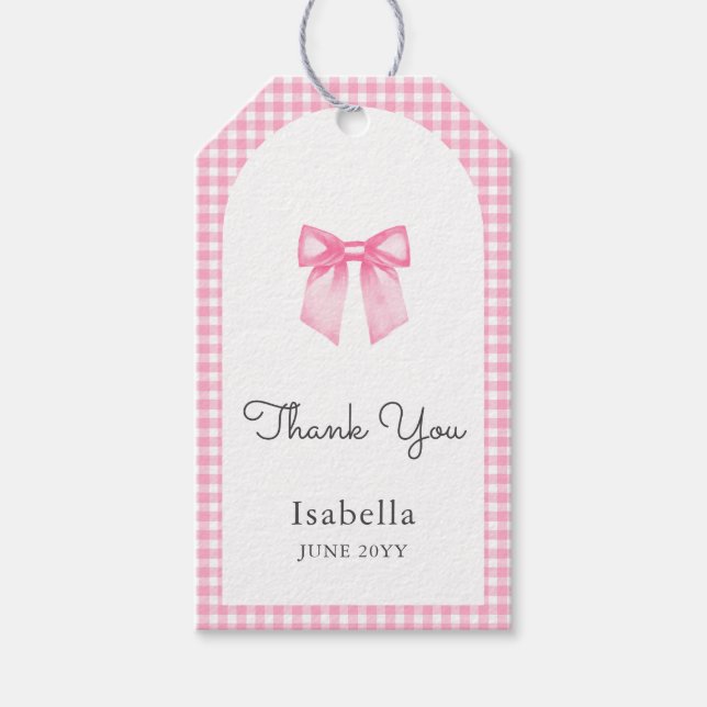 Étiquettes-cadeau Baby shower de Merci de cou rose aquarelle (Devant)