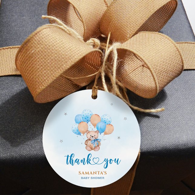 Étiquettes Cadeau Baby shower de Merci de l'ours en peluche (Créateur téléchargé)