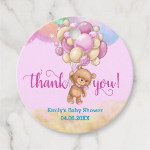 Étiquettes Cadeau Baby shower de Merci de l'ours en peluche Rainbow