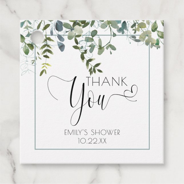 Étiquettes Cadeau Baby shower de Merci de verdure simple (Devant)
