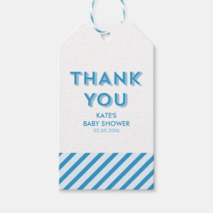 Étiquettes-cadeau Baby shower de Merci moderne Blue Stripes
