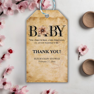 Étiquettes-cadeau Baby shower de monogramme Vintage pour bébé