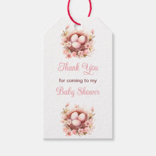Étiquettes-cadeau Baby shower de nids d'oiseaux de printemps