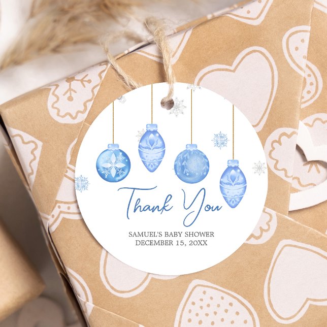 Étiquettes Cadeau Baby shower de Noël bébé Père Noël Garçon (Santa Baby Christmas Baby Shower Favor Tags)